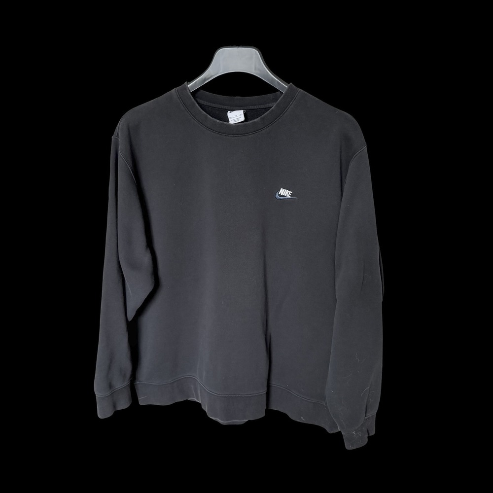 Nike Crewneck Sweatshirt Black Embroidered Logo Fleece Pullover XXL